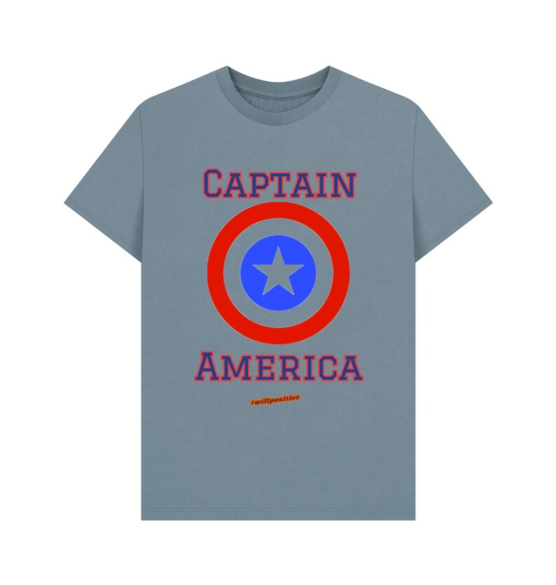 Captain America Mens T-shirt Stone Blue