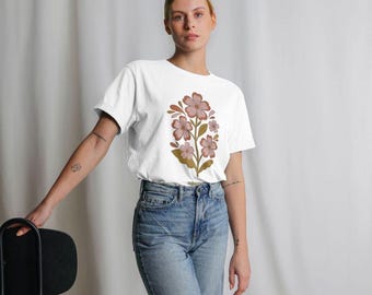 Camiseta holgada con estampado floral para mujer.