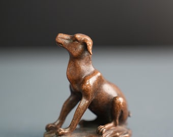 Figura de perro zodiacal chino de latón macizo con pátina vintage, ideal para el té o como mascota. Figura de la suerte del Feng Shui chino.