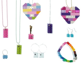 Lot of 30 pieces of Jewelry made from LEGO® bricks with or without SWAROVSKI® crystals - Ideal for Birthday Party favors