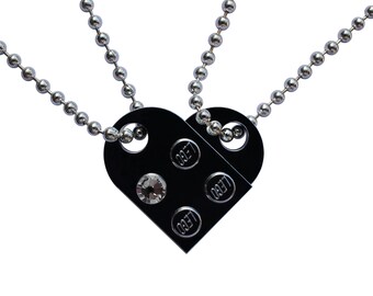 Chrome Silver 2 piece customizable LEGO® heart made from 2 LEGO® plates with a 'Diamond' color SWAROVSKI® crystal on 2 Silver plated ballcha