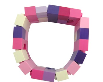 Kawaii Pink and Purple bracelet  - made from LEGO® bricks on stretchy cords - Harajuku - FRUiTS Japanese Fashion magazine - Cosplay