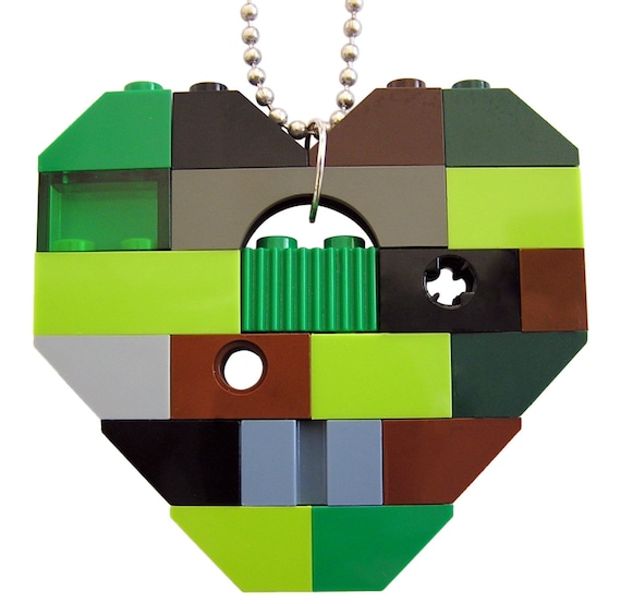Cybergoth Camo necklace Chunky heart pendant made from LEGO® bricks on  a 24