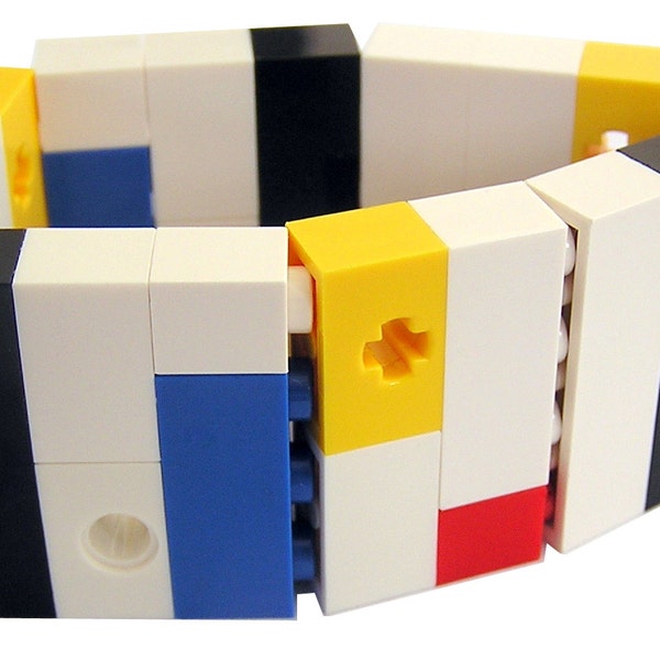 Geek chic Primary Colors bracelet - made from LEGO® bricks on stretchy cords - MONDRIAN - Bauhaus - De Stijl