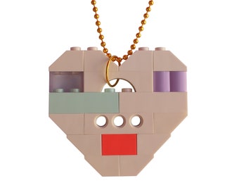 Collectible heart (Single thickness) Model 15 - made from LEGO® bricks on a 24" Silver/Gold plated ballchain