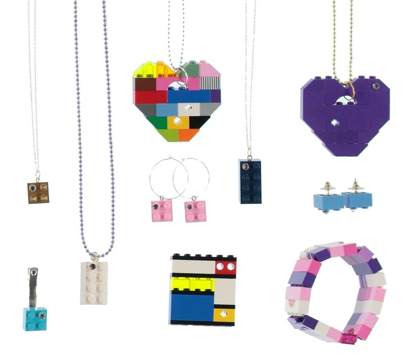 Lot of 15 pieces of Jewelry made from LEGO® bricks with or without SWAROVSKI® crystals Ideal for Birthday Party favors image 3