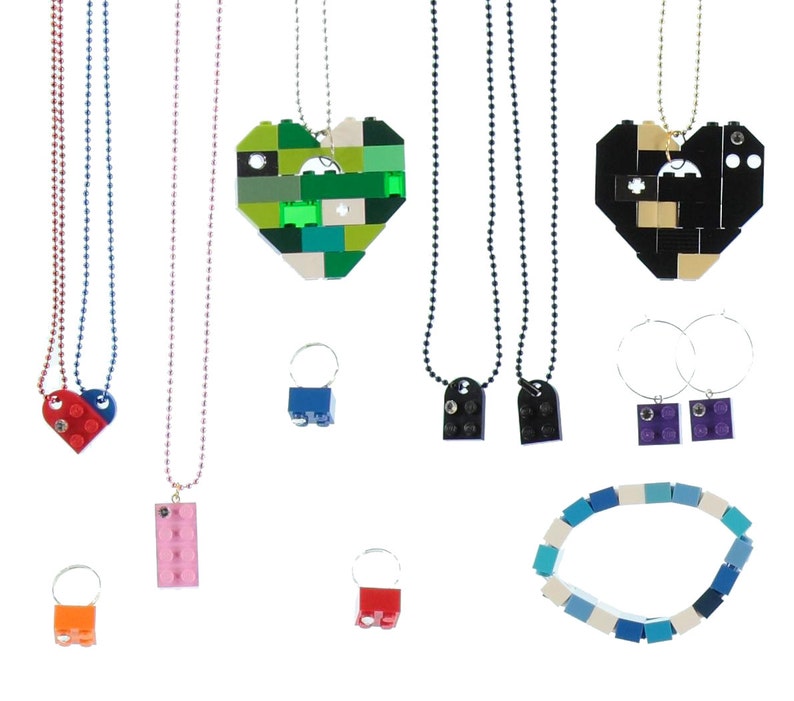 Lot of 15 pieces of Jewelry made from LEGO® bricks with or without SWAROVSKI® crystals Ideal for Birthday Party favors image 4