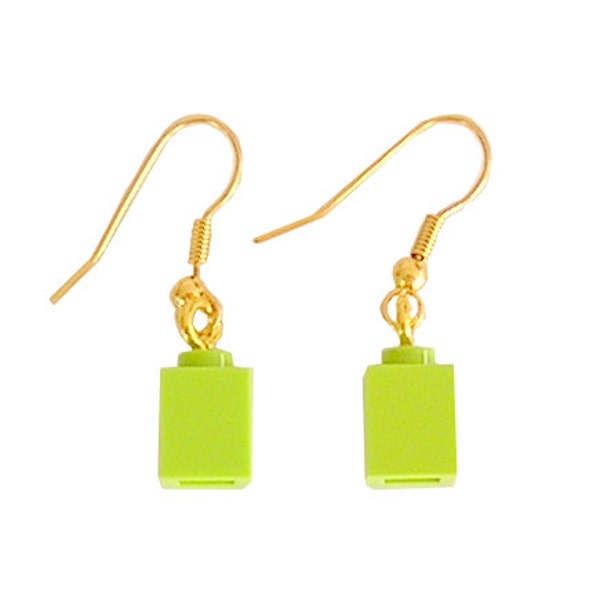 Light Green LEGO® brick 1x1 on a Silver/Gold plated dangle (hook)