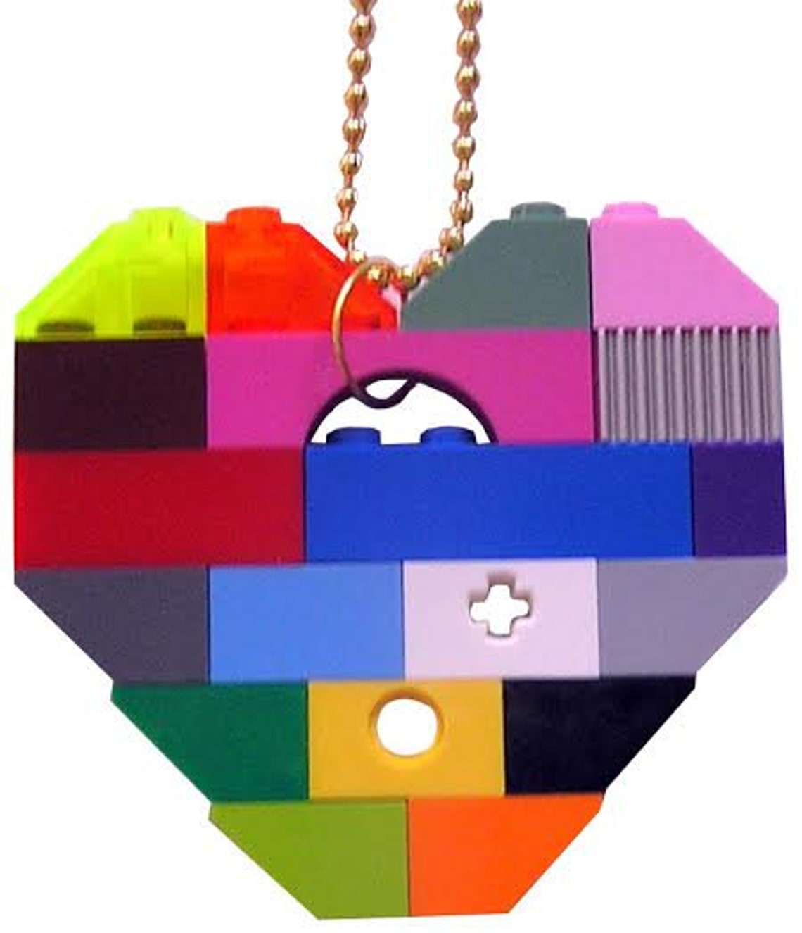 SWAG Hip Hop Colorful Necklace Chunky Heart Pendant Made Etsy