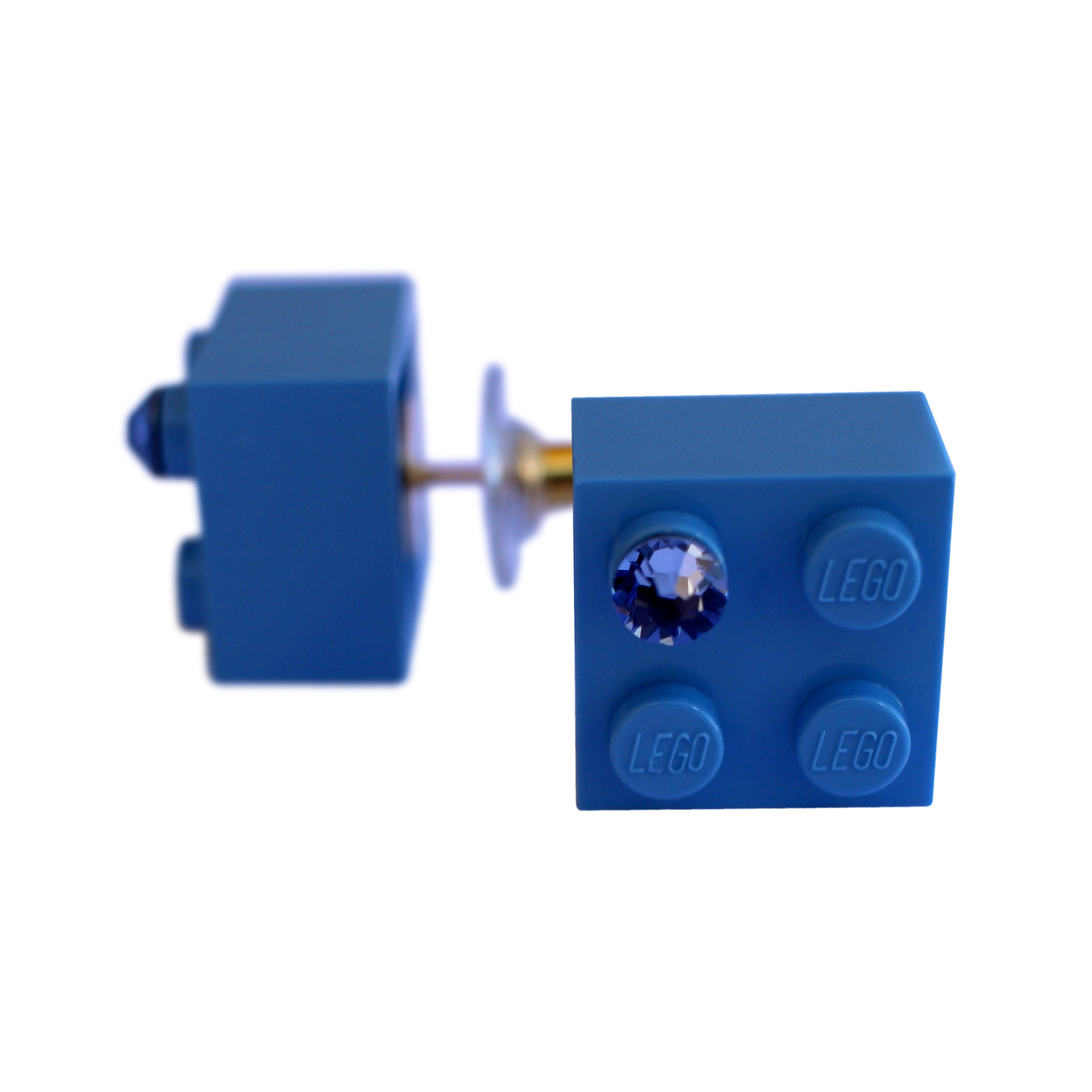 Light Blue LEGO® Brick 2x2 With a Blue SWAROVSKI® Crystal on a Etsy
