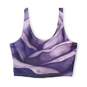 Purple Rose Floral Sports Bra | Trendy Purple Floral Aesthetic Trainer Bra | Seamless Compression Yoga Top