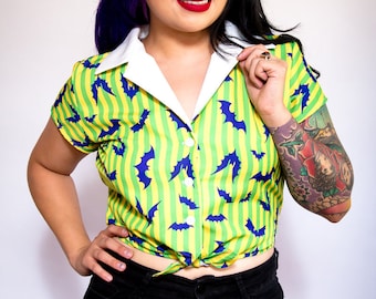 Halloween Party Cast Member Button Up Tie Top