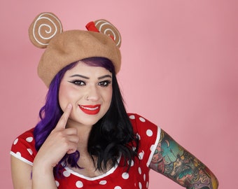 Gingerbread Mouse Ears Beret