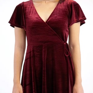 Burgundy Velvet Wrap Dress image 3