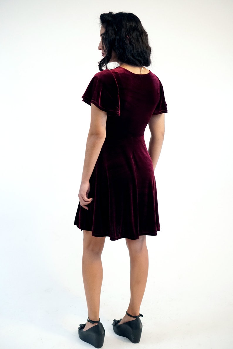 Burgundy Velvet Wrap Dress image 2