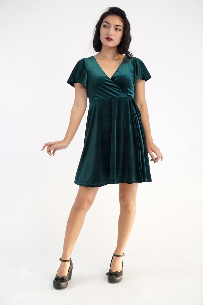 Green Velvet Wrap Dress | Etsy