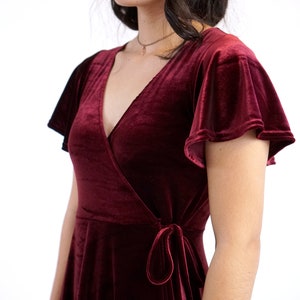 Burgundy Velvet Wrap Dress image 4
