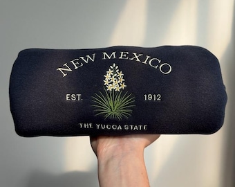 New Mexico Embroidered Sweatshirt, Yucca State Floral Sweatshirt, State Flower Embroidery Hoodie, Vintage New Mexico Crewneck