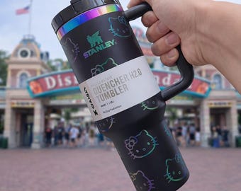 Cute Kitty 40oz beker met handvat, kawaii kat roestvrijstalen beker, roze esthetische reismok, cadeau voor haar, geïsoleerde koffiebeker