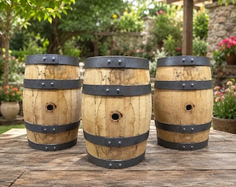 Vintage Bourbon Whiskey Barrel, Mini Oak Barrel Decor, Rustic Farmhouse Accent