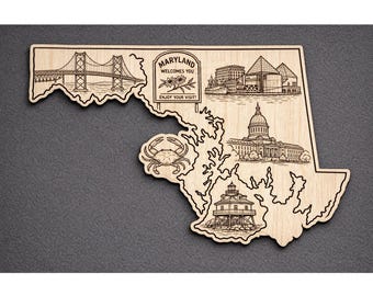 Maryland Wood Wall Art, welkomstbord, berkendecoratie