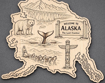 Alaska houten muurkunst, welkomstbord, berkendecoratie