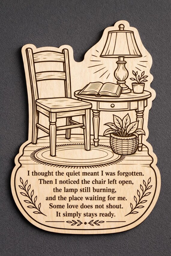 Quiet Chair Birch Plaque, Inspirational Encouragement Wall Art, product view 2