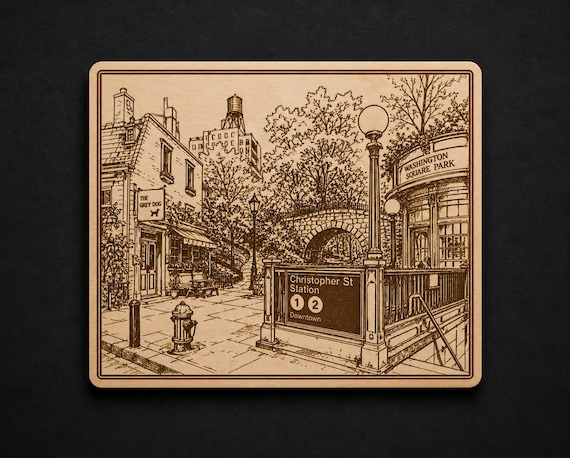 Engraved Birch Manhattan NYC City Scenes • Famous Manhattan, Hidden Gems Wall Art, product view 4
