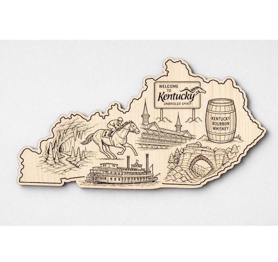 Kentucky Wood Wall Art, State Welcome Sign, Birch Decor