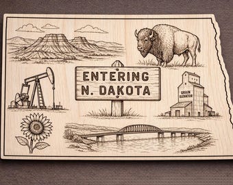 North Dakota-houten muurkunst, welkomstbord, berkendecoratie