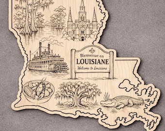 Muurkunst Louisiana-hout, welkomstbord, berkendecoratie