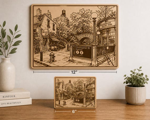 Engraved Birch Manhattan NYC City Scenes • Famous Manhattan, Hidden Gems Wall Art, product view 5
