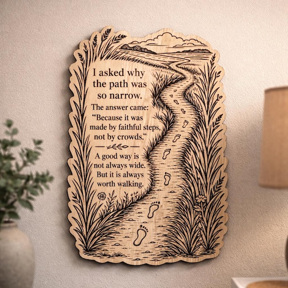 Narrow Path Birch Plaque, Inspirational Faithful Steps Wall Art