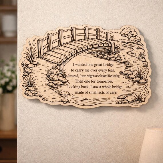 Inspirational Bridge Birch Plaque, Encouraging Wall Art, product view 2