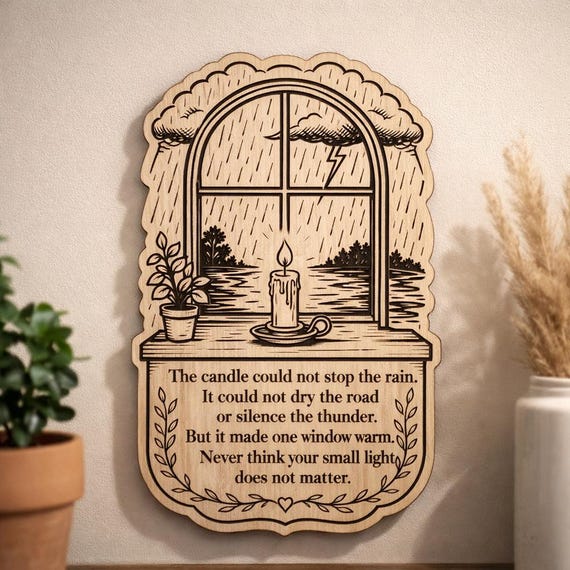 Candle in the Storm Birch Plaque, Inspirational Wall Art