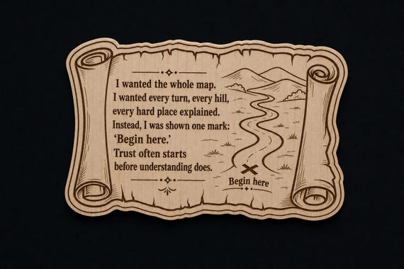 Begin Here Birch Plaque, Inspirational Map Wall Art