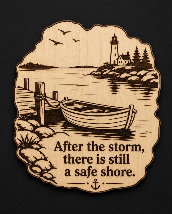 Safe Shore Wood Sign, After the Storm Birch Plaque, Harbor Boat Wall Decor, Comfort Gift