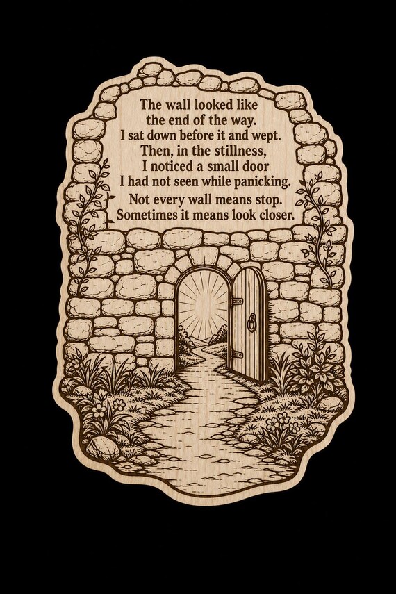 Small Door Birch Plaque, Inspirational Wall Art, product view 2