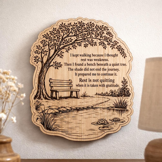 Rest Is Not Quitting Birch Plaque, Inspirational Wall Art