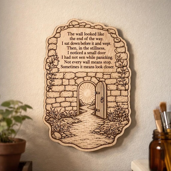 Small Door Birch Plaque, Inspirational Wall Art