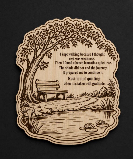 Rest Is Not Quitting Birch Plaque, Inspirational Wall Art, product view 2
