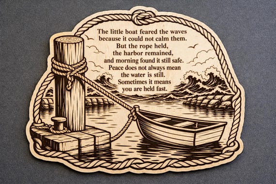 Held Fast Boat Birch Plaque, Inspirational Wall Art, product view 2