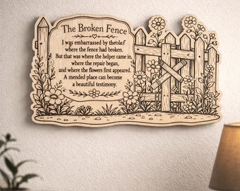 Gebroken hek berkenplaquette, inspirerende aanmoedigingsmuurkunst