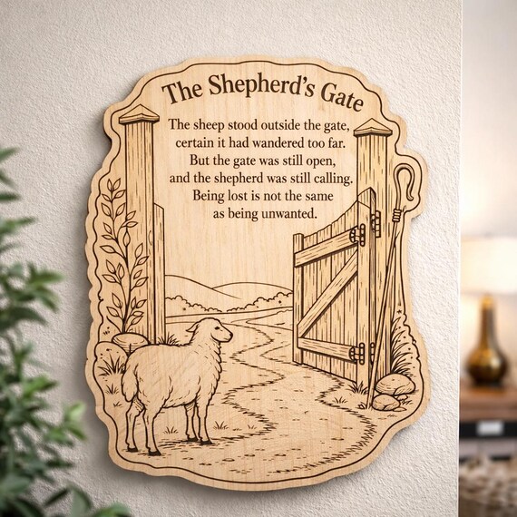 Shepherd’s Gate Birch Plaque, Comforting Sheep Wall Art
