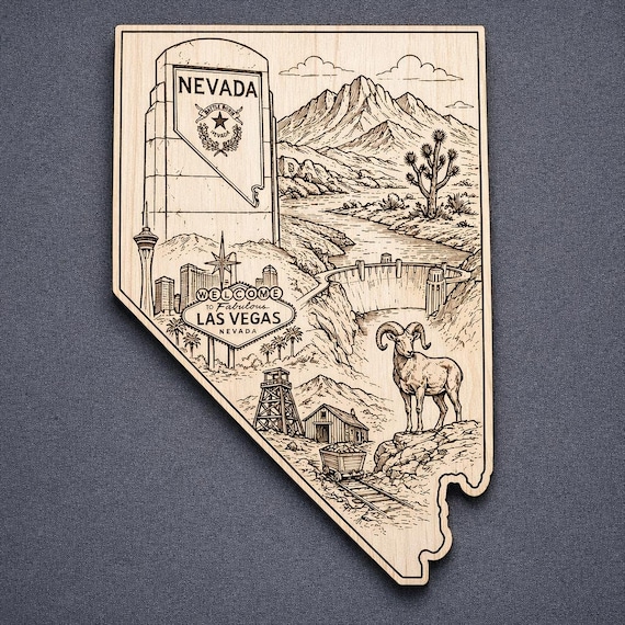 Nevada Wood Wall Art, State Welcome Sign, Birch Wall Decor