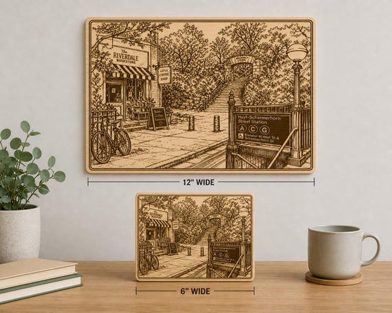 Brooklyn Art, Wood Engraved | Famous Skyline, Hidden Gems NYC Decor, product view 2