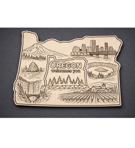 Oregon Wood Wall Art, State Welcome Sign, Pacific Northwest Gift