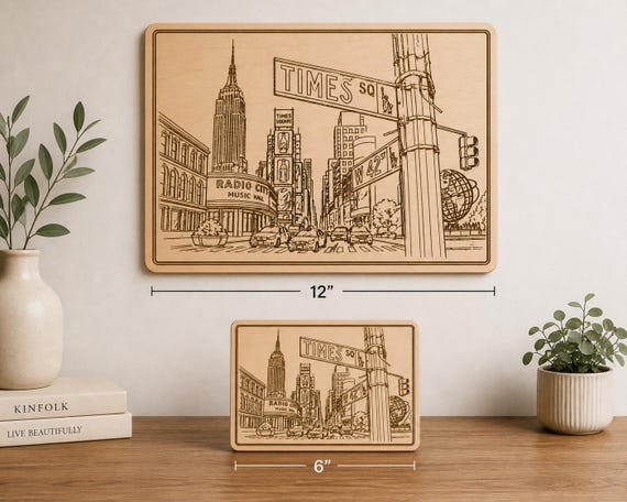 Engraved Birch Manhattan NYC City Scenes • Famous Manhattan, Hidden Gems Wall Art, product view 3
