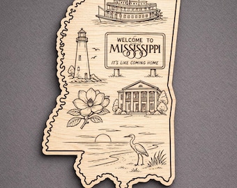 Mississippi houten muurkunst, welkomstbord, berkendecoratie