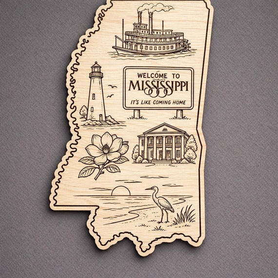 Mississippi Wood Wall Art, State Welcome Sign, Birch Decor